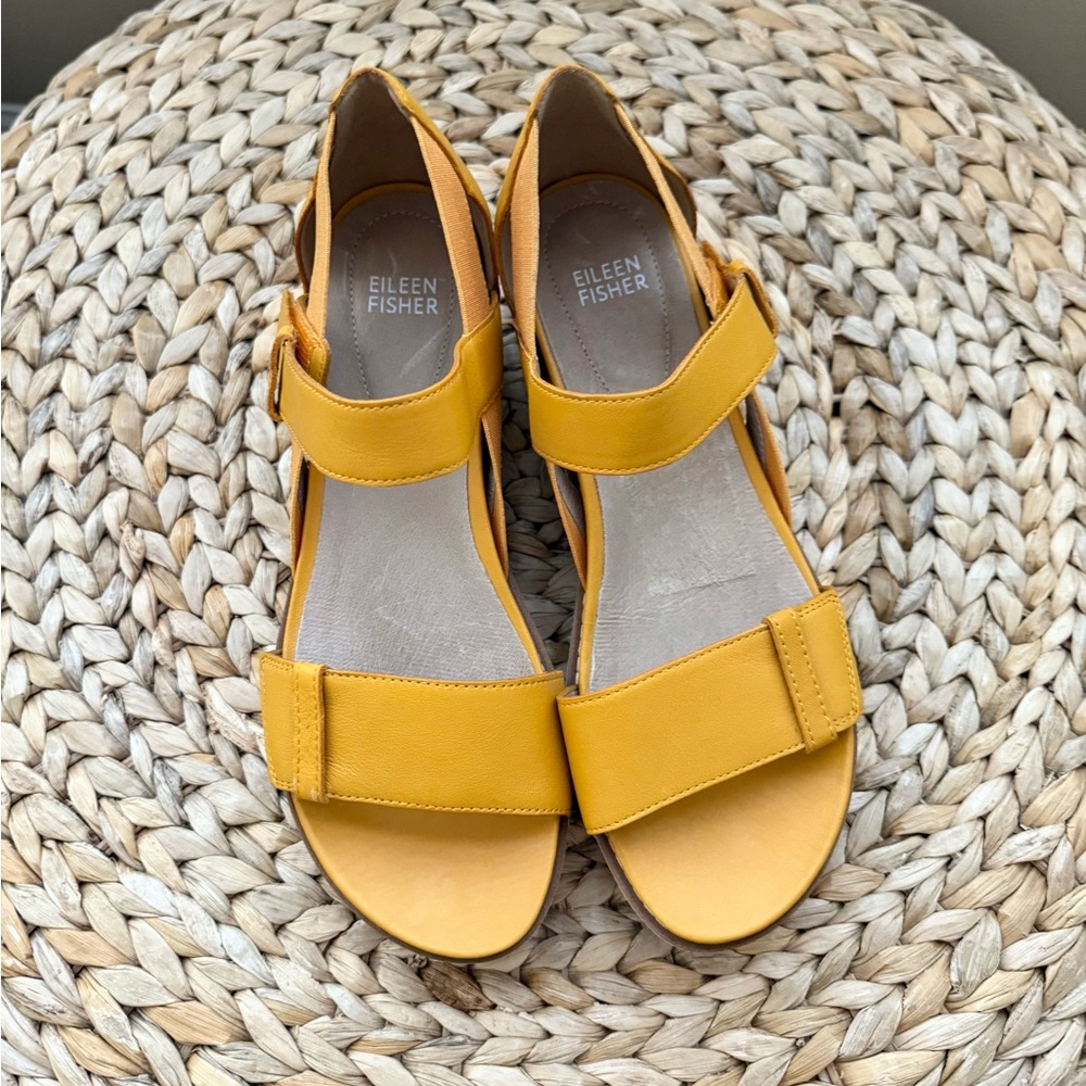Eileen Fisher Luck Smooth Leather Sandals - Picture 6 of 9